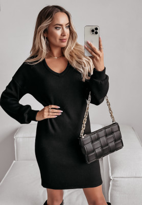 Knitted dress with neckline Thalia black