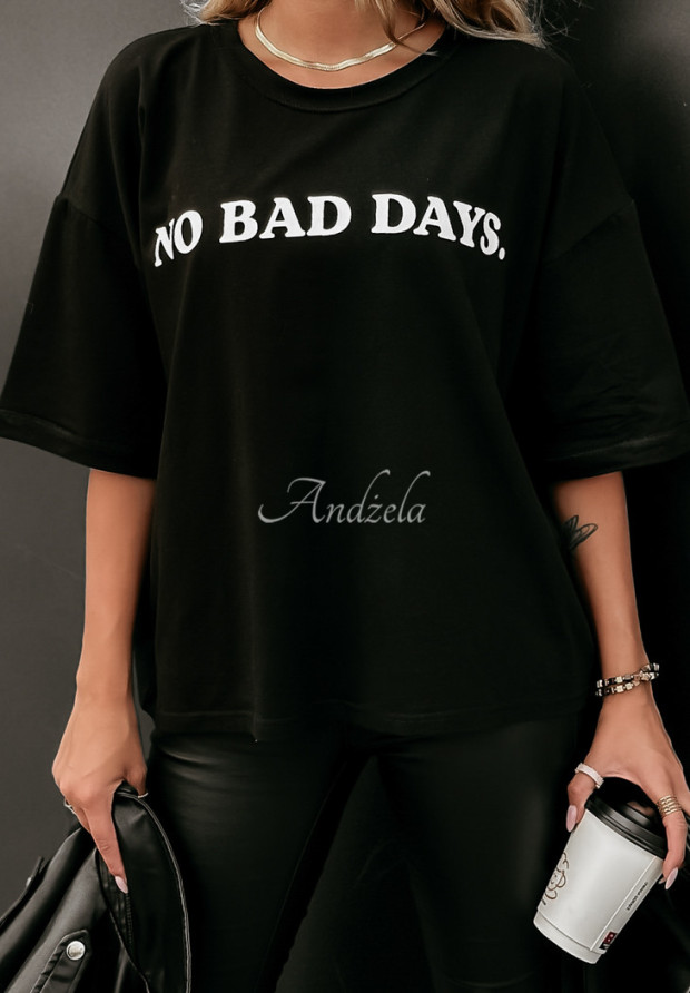 T-shirt z nadrukiem No Bad Days czarny