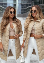 Pikowany Coat z suwakami Trish in beige