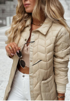 Pikowany Coat z suwakami Trish in beige