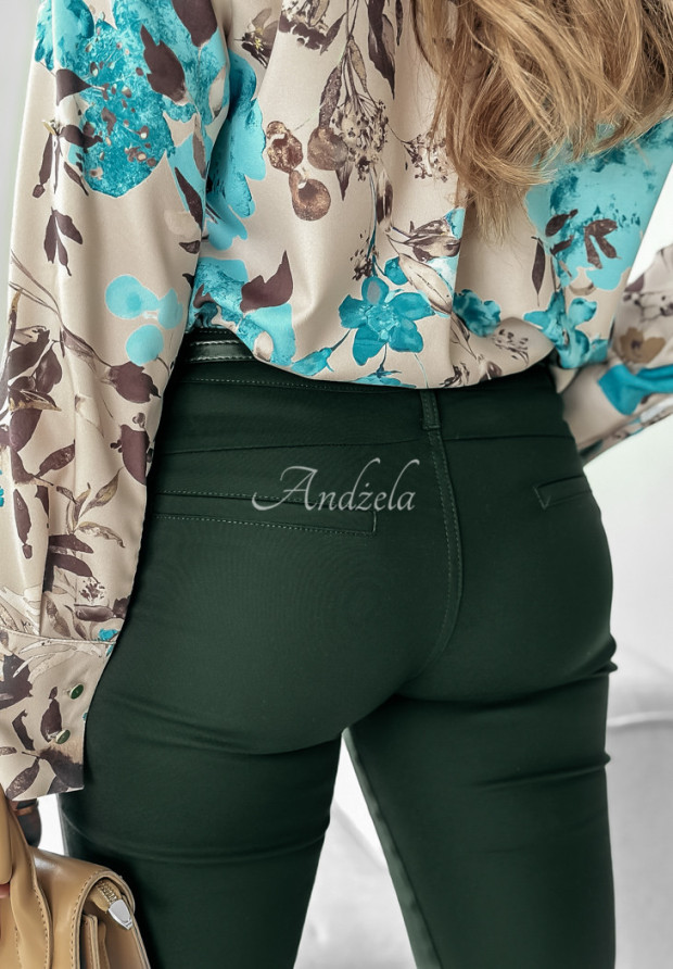 Eleganckie spodnie z paskiem Admire butelkowa zieleń