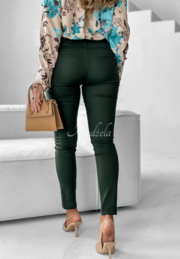 Eleganckie spodnie z paskiem Admire butelkowa zieleń