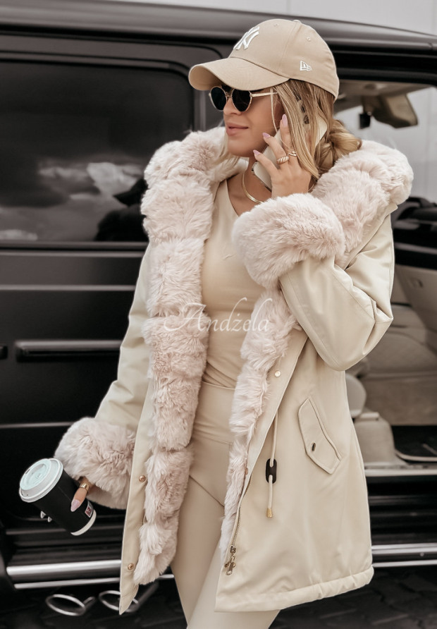Parka jacket with faux fur Stay Warm beige