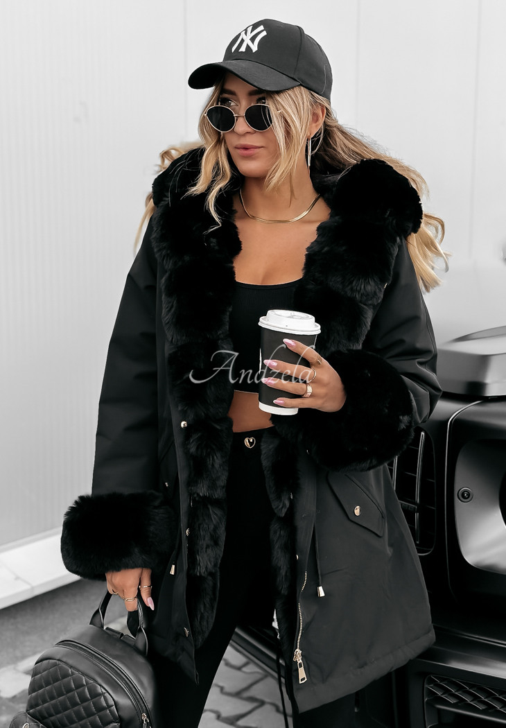 Parka jacket with fur Stay Warm black