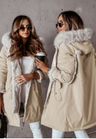 Kurtka parka z futerkiem Keep It Cozy beżowa