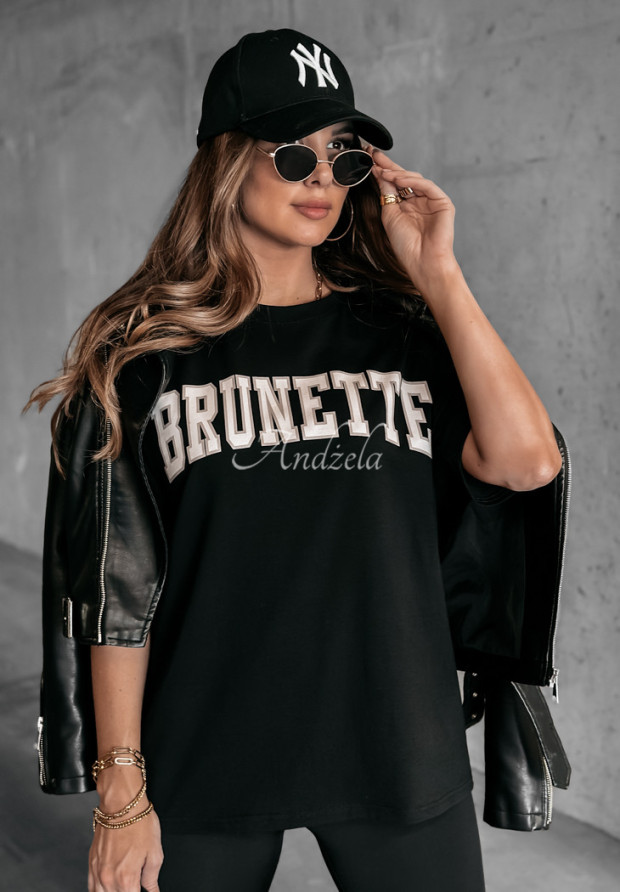 T-shirt z nadrukiem Brunette czarny
