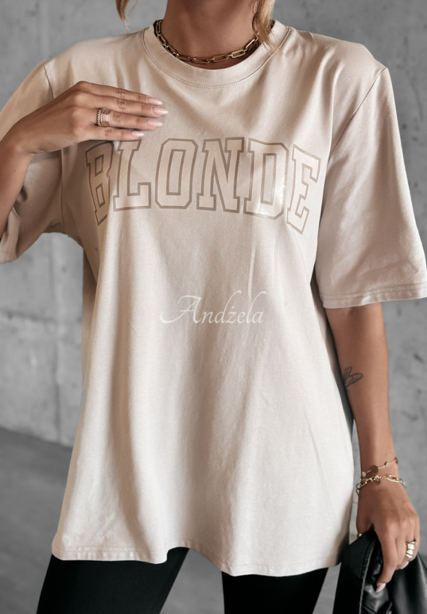 T-shirt z nadrukiem Blonde beżowy