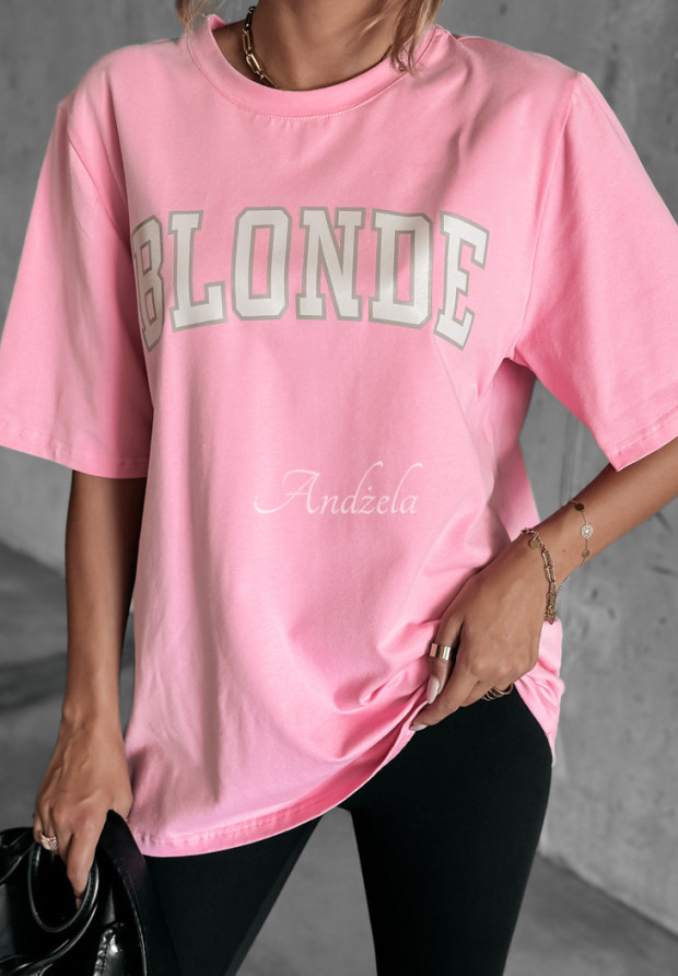 T-shirt z nadrukiem Blonde różowy