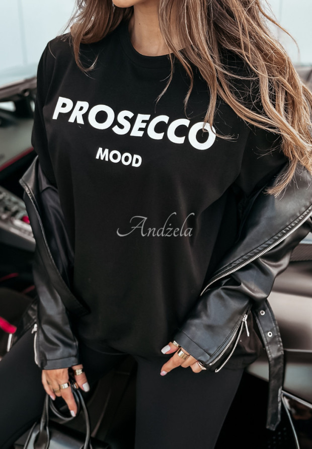 T-shirt z nadrukiem Prosecco Mood czarny