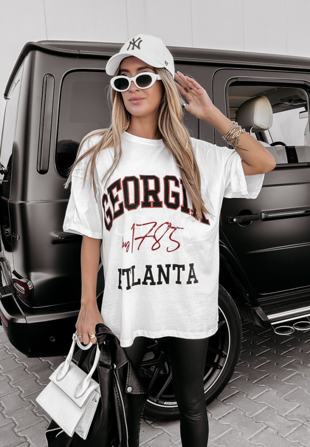 T-shirt z nadrukiem Georgia Atlanta biały