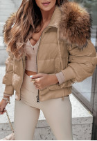 short Pikowana Jacket z futerkiem Mr. Freeze in beige