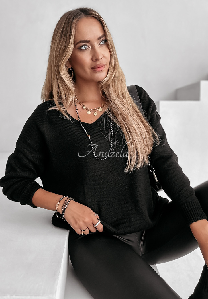 Caffe Latte neckline sweater black