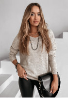 Jumper z dekoltem Hot Tea in beige