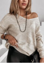 Jumper z dekoltem Hot Tea in beige