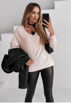 Jumper z dekoltem Hot Tea in powder pink