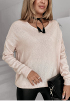 Jumper z dekoltem Hot Tea in powder pink