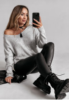 Jumper z dekoltem Hot Tea in grey