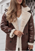 Długi płaszcz z kożuchem Frosty Mountains czekoladowy
