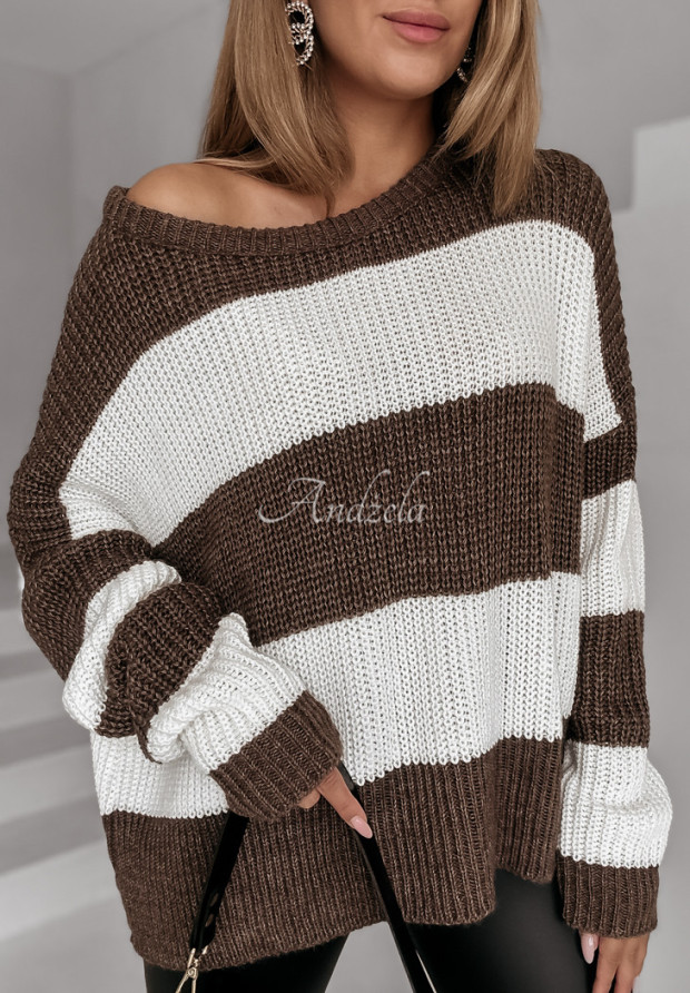 Sweter w paski Soft Stripes mokka