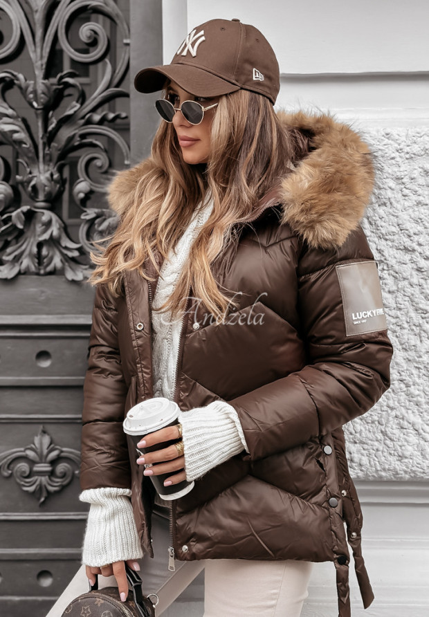 Short quilted jacket by The Luckiest in chocolate