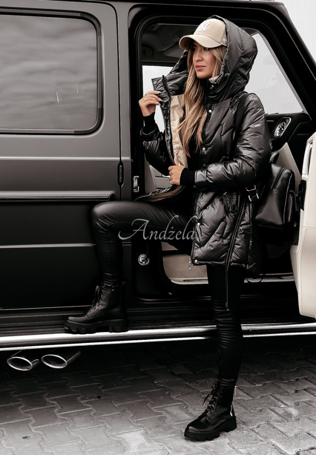 Quilted hooded jacket Autumn Colors black