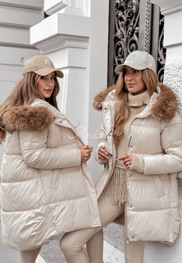 Happy Season long quilted jacket ecru