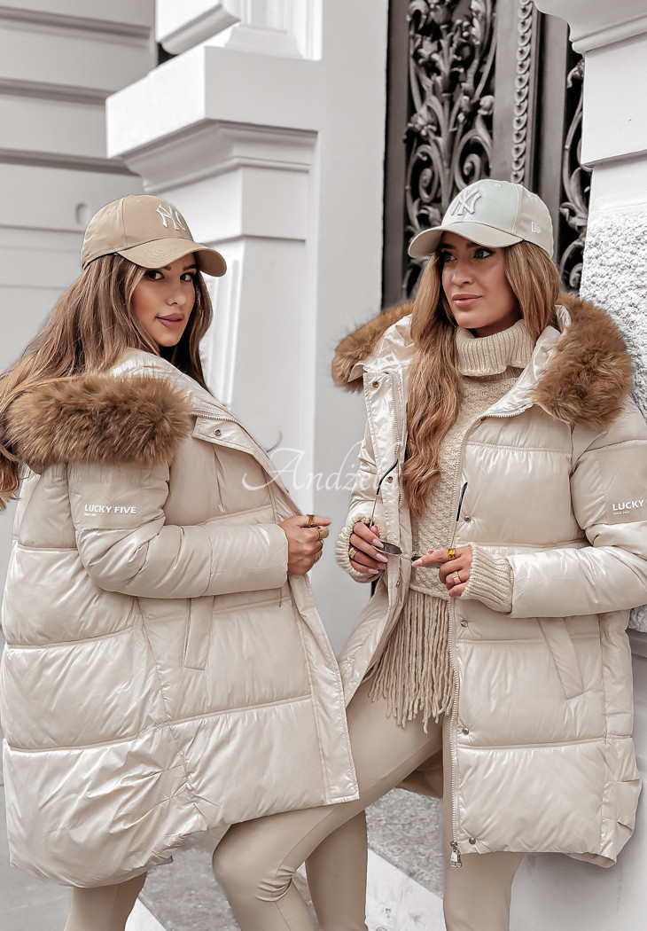 Happy Season long quilted jacket ecru