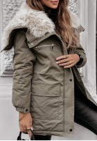 Jacket parka z futerkiem Cool Time in khaki green