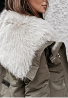 Jacket parka z futerkiem Cool Time in khaki green