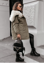 Jacket parka z futerkiem Cool Time in khaki green