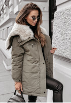 Jacket parka z futerkiem Cool Time in khaki green
