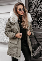 Kurtka parka z futerkiem Cool Time khaki