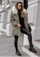 Jacket parka z futerkiem Cool Time in khaki green