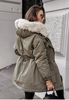 Jacket parka z futerkiem Cool Time in khaki green