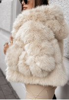 Krótka kurtka z futerkiem Beauty Of Winter beżowa