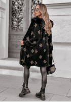 Wzorzysty Coat alpaka z kapturem Fuzzy Bunny  in black