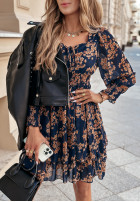 Kwiecista Dress z falbankami Flora Fantasia in blue