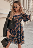 Kwiecista Dress z falbankami Flora Fantasia in blue