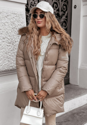 Long quilted jacket Happy Season beige