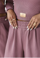 Set prążkowana Blouse i Trousers wide leg Don’t Stop in dusty rose