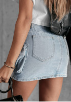 Jeansowa spódniczka mini z kieszeniami Keira jasnoniebieska