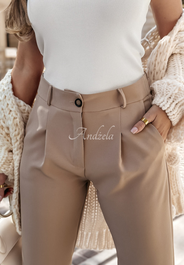 Eleganckie spodnie Fashion Chic camelowe