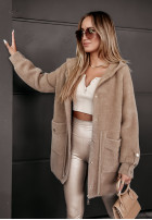 Coat alpaka z kapturem Heavenly in camel