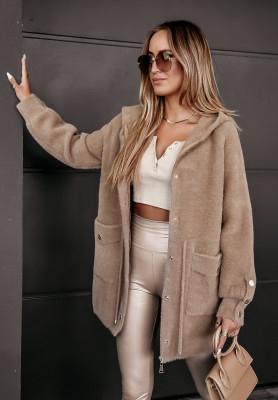 Heavenly camel alpaca hooded coat