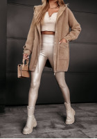 Coat alpaka z kapturem Heavenly in camel