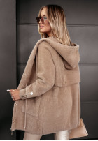 Coat alpaka z kapturem Heavenly in camel