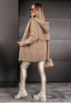 Coat alpaka z kapturem Heavenly in camel