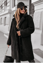Długi płaszcz z imitacji kożucha Winter Ice czarny