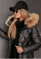 Długa Pikowana Jacket z futerkiem Hello Cold Days in black