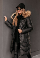 Długa Pikowana Jacket z futerkiem Hello Cold Days in black